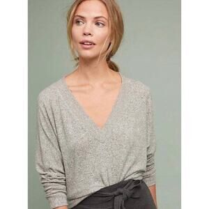 Anthropologie Fleece V Neck Sweater